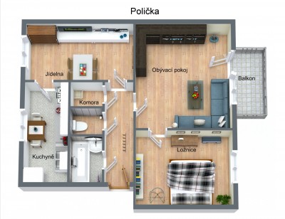 Prodej bytu 3+1, obytná plocha 63m2,  Polička - Dolní Předměstí