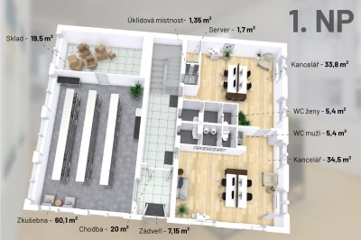 Prodej patrové administrativní budovy, 383m2, pozemek 276m2, Kladno - Dělnická